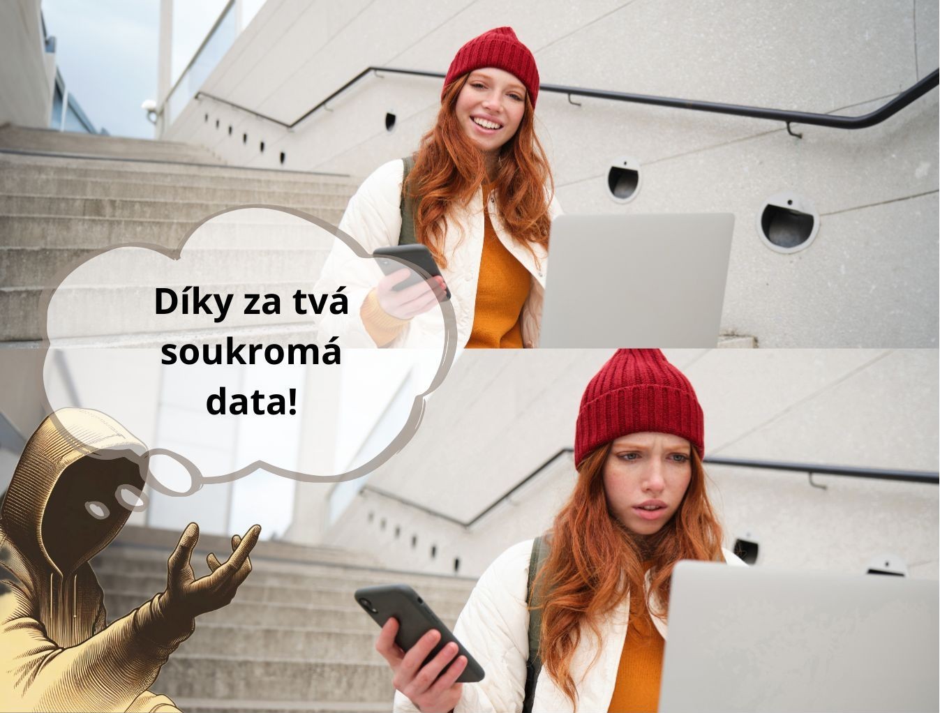 Ilustrace z kurzu Digitální Štít 247: Útočník děkuje za soukromá data