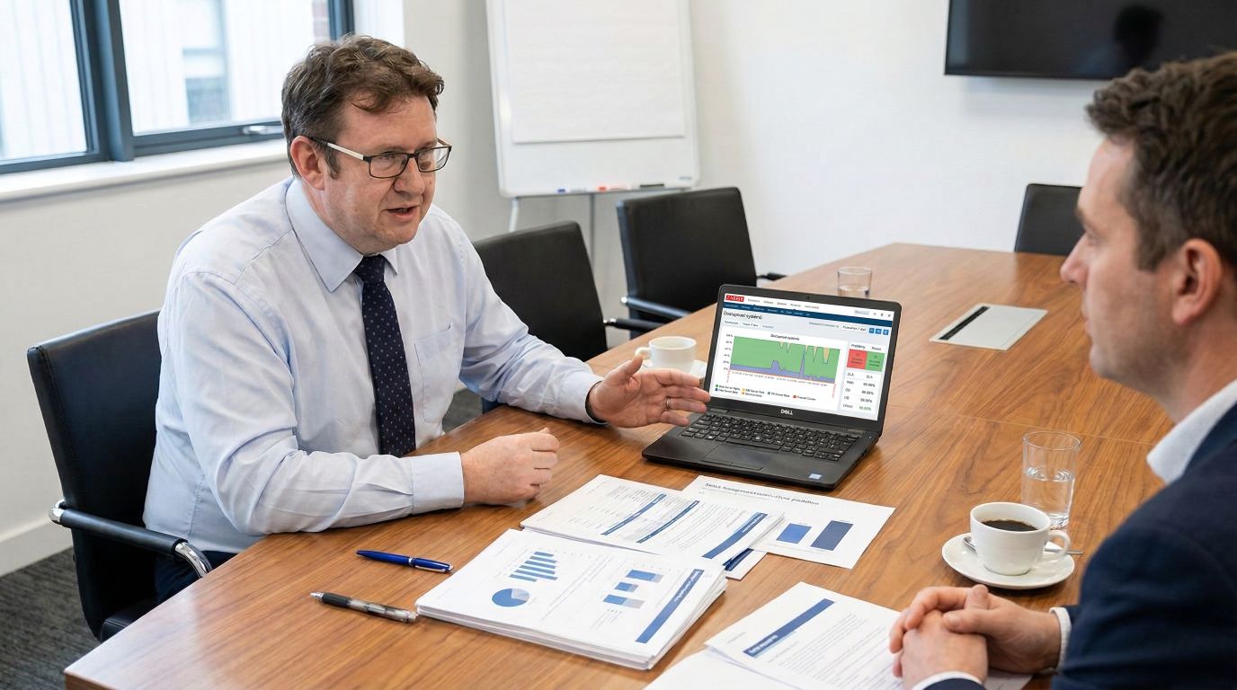 Konzultace Blue Partners — NIS2 Compliance Review v zasedací místnosti